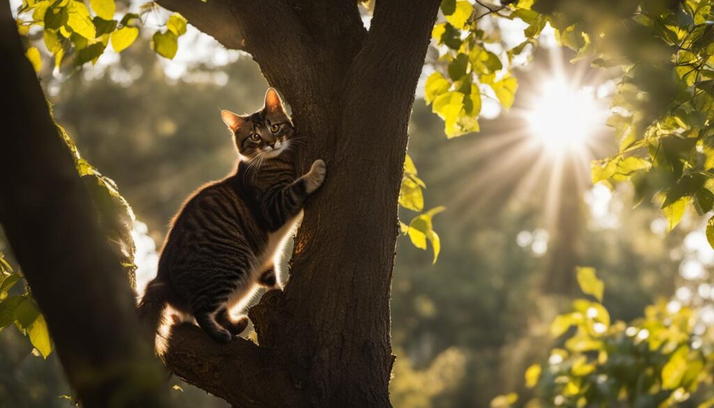 Cat Climbing Tree