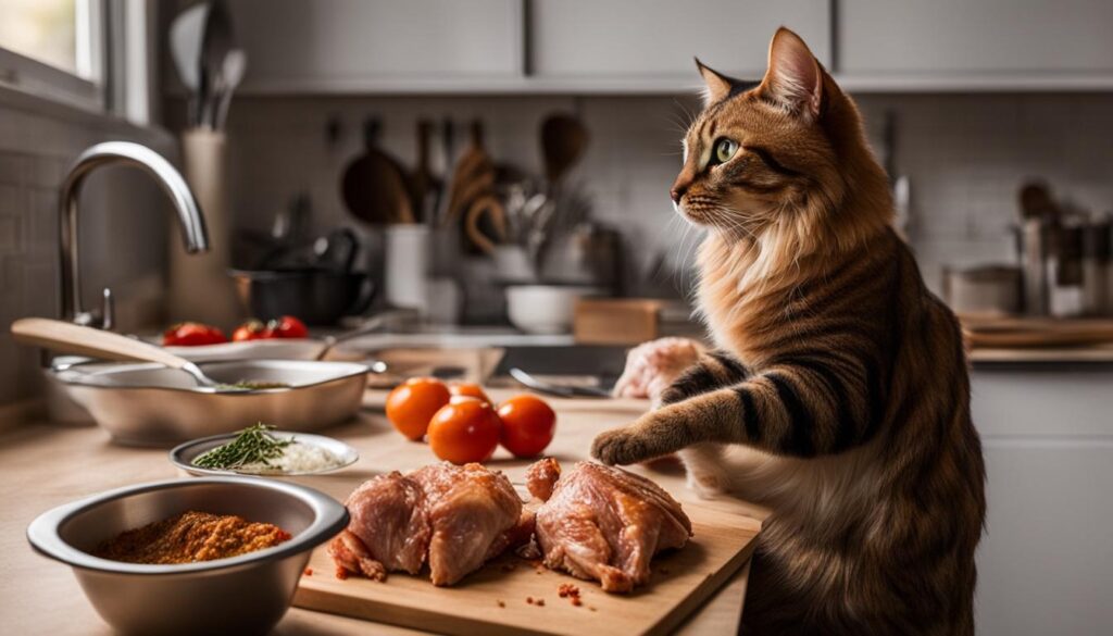 Preparing raw meat for cats