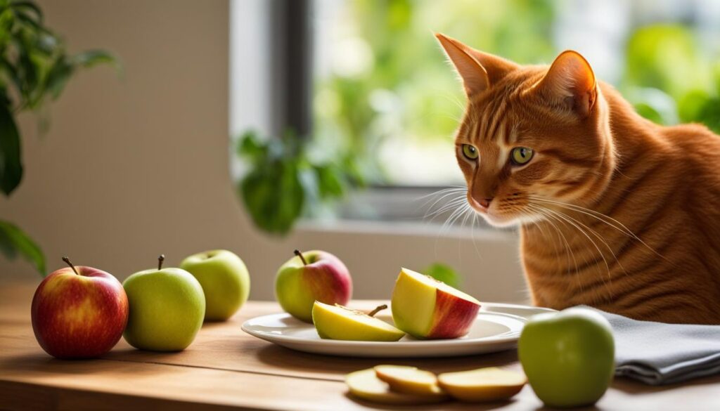 cat eating fruit