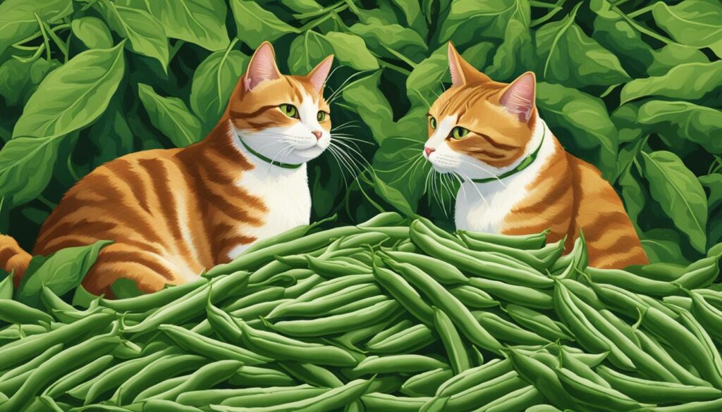 cats eating green beans